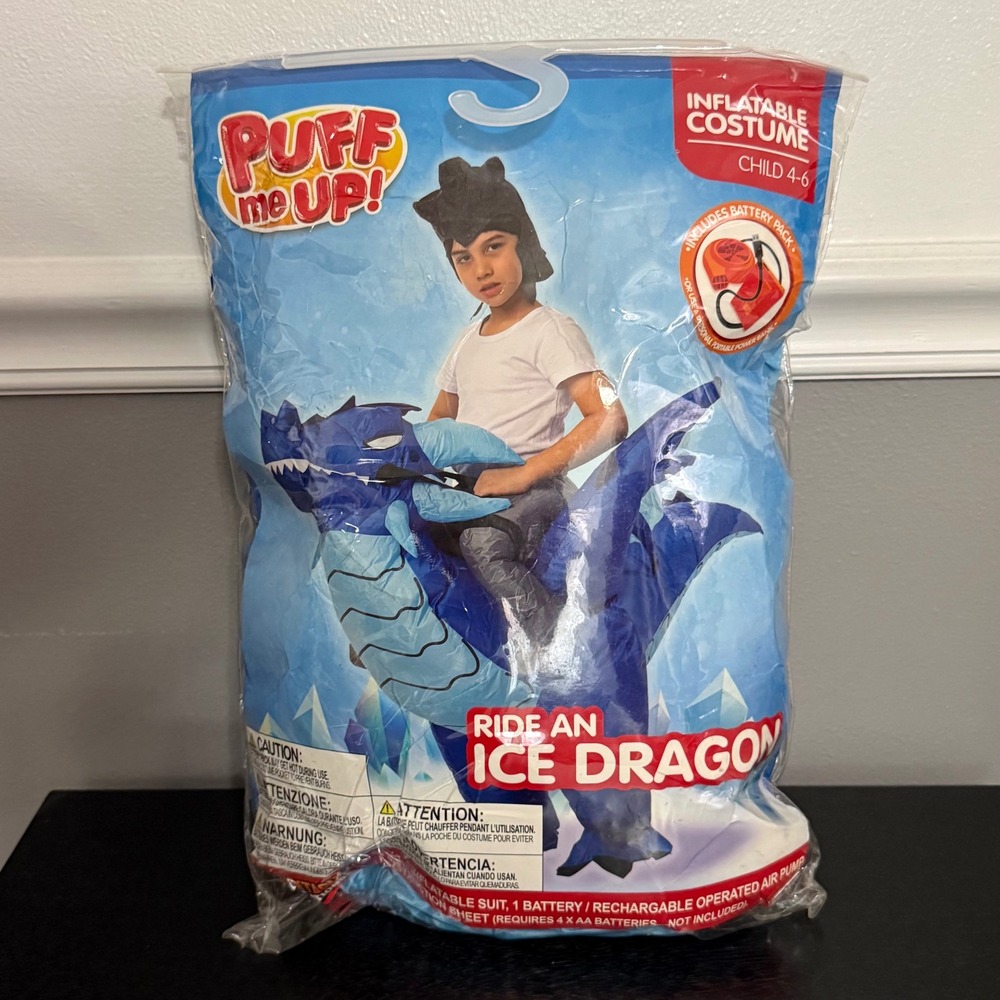 Spooktacular Creations Inflatable Costume Child 4-6 Blue New Ride An Ice Dragon